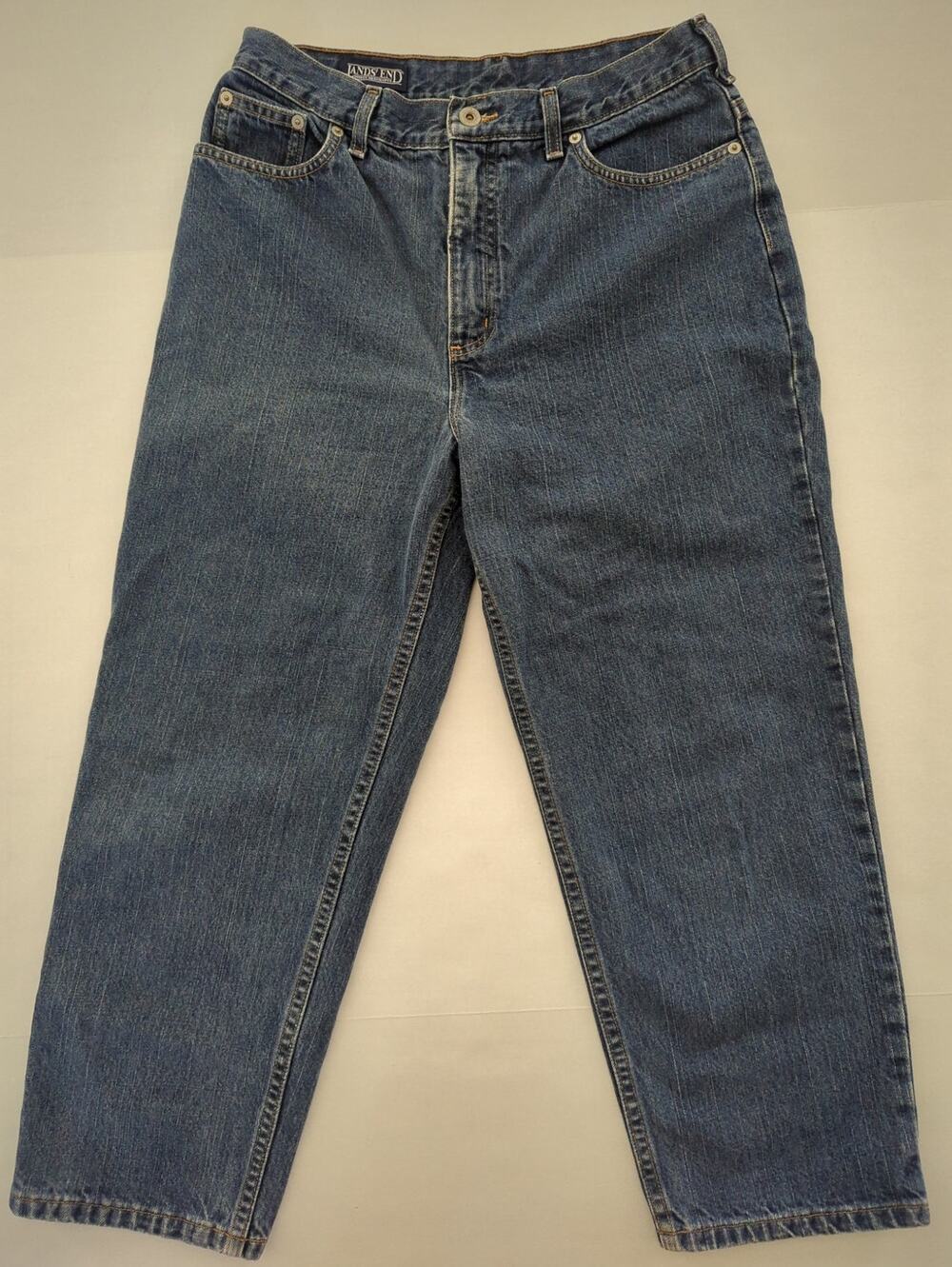 LANDS' END High Rise 5 Pocket Cropped Denim Jeans Women's Size 10 Regular